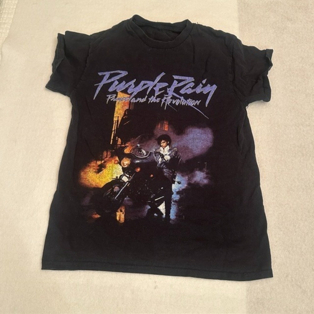 VTG Prince Purple Rain And The Revolution T Shirt Men Black S Album Band Graphic